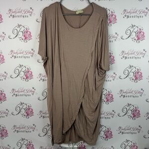 Frumos California mini dress or long top beige Chic Women's Brown Drape Tunic